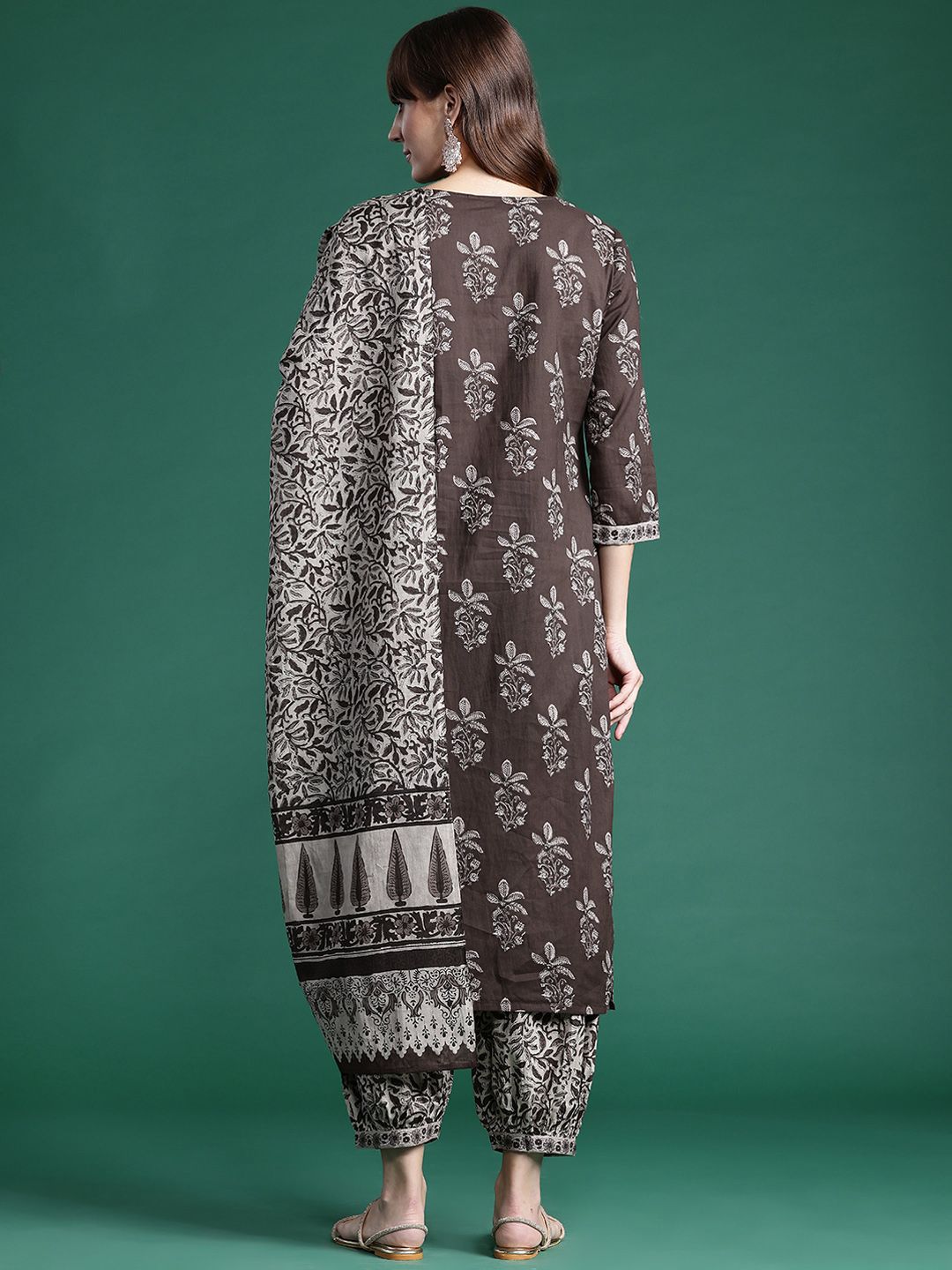Dhiyona IE Floral Printed Pure Cotton Kurta With Salwar & Dupatta
