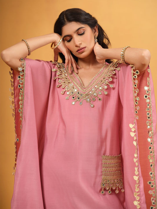 Dhiyona IS Women's Women Yoke Design Regular Mirror Work Kurta with Trousers