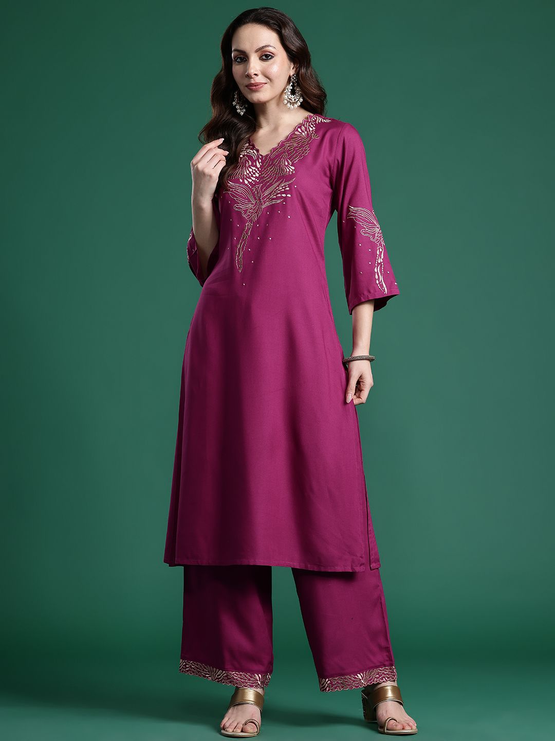 Embroidered Kurta with Trousers