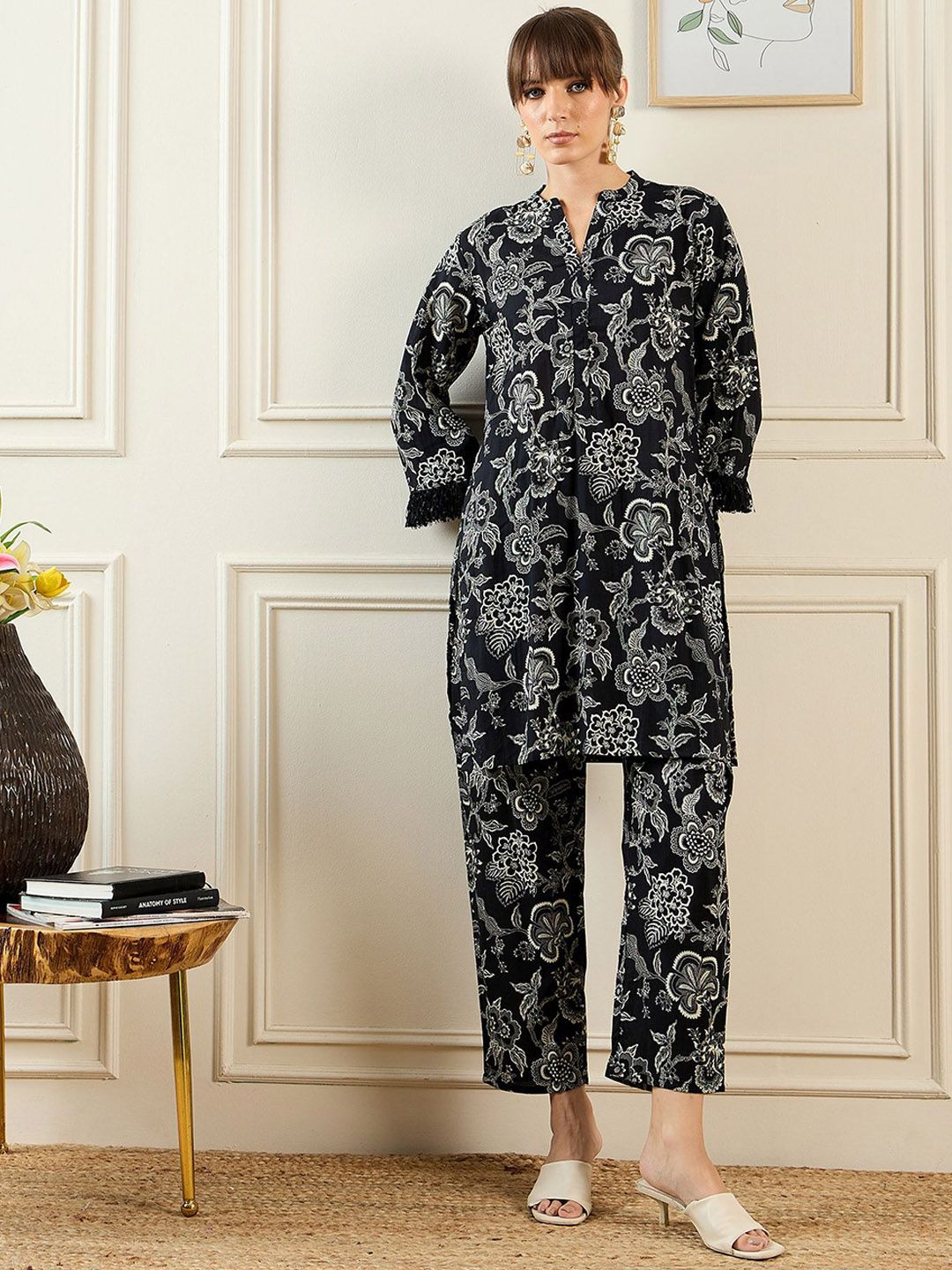Dhiyona IE Floral Printed Pure Cotton Tunic With Trousers