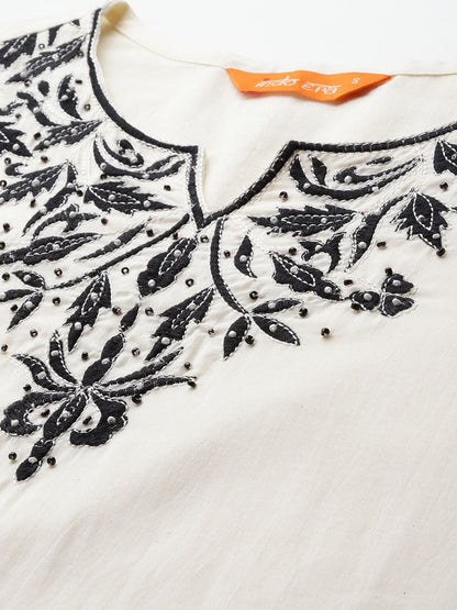 Dhiyona IE Ethnic Motifs Embroidered Regular Pure Cotton Kurta with Trousers & Dupatta