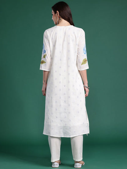 Floral Printed Regular Pure Cotton Kurta with Trousers
