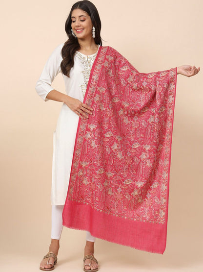 Dhiyona PA Women Floral Embroidered Pure Woollen Shawl