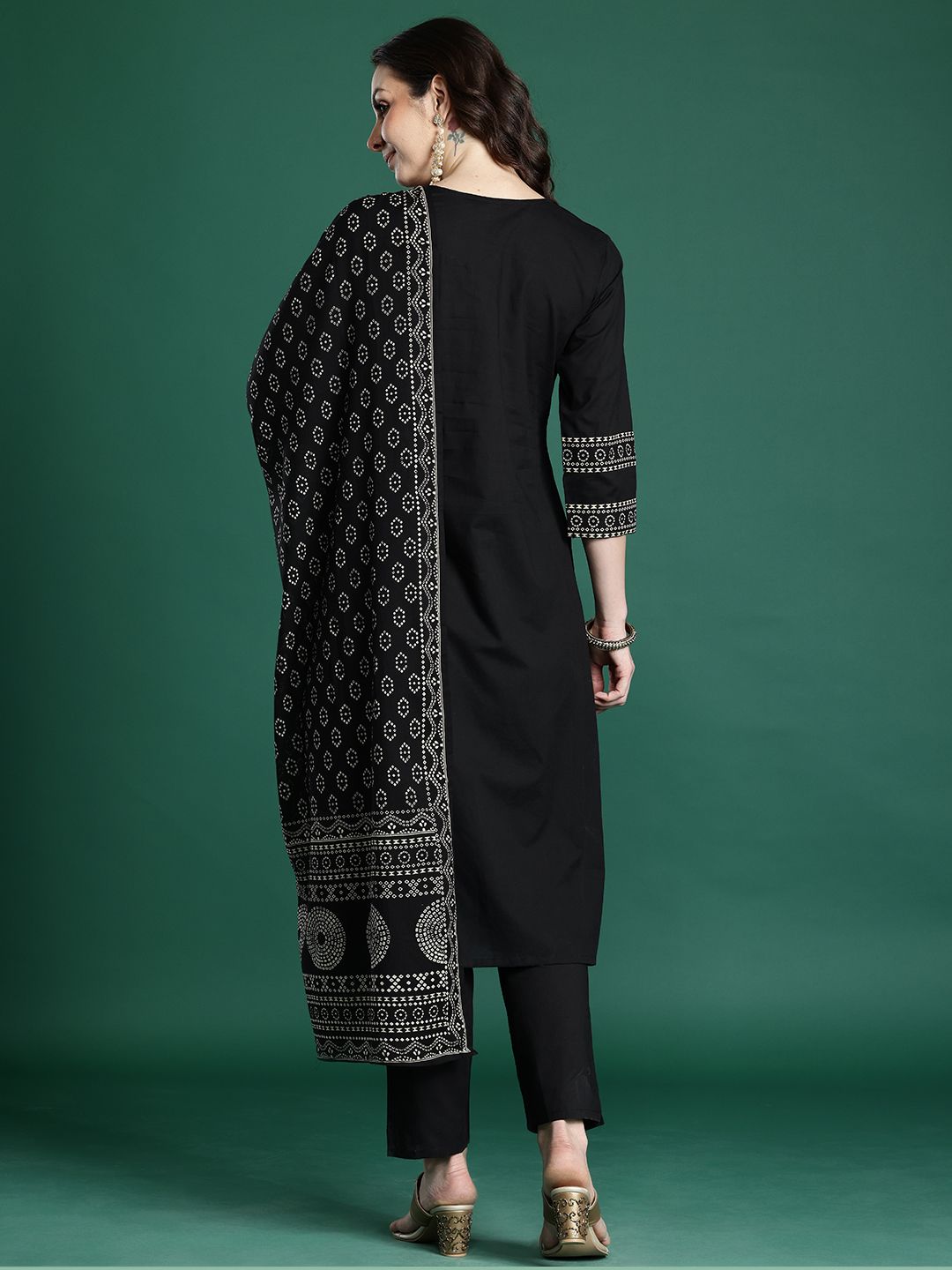 Ethnic Motifs Printed Pure Cotton Kurta with Trousers & Dupatta