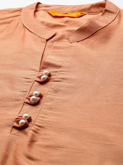 Floral Embroidered Thread Work Pure Cotton Kurta with Trousers