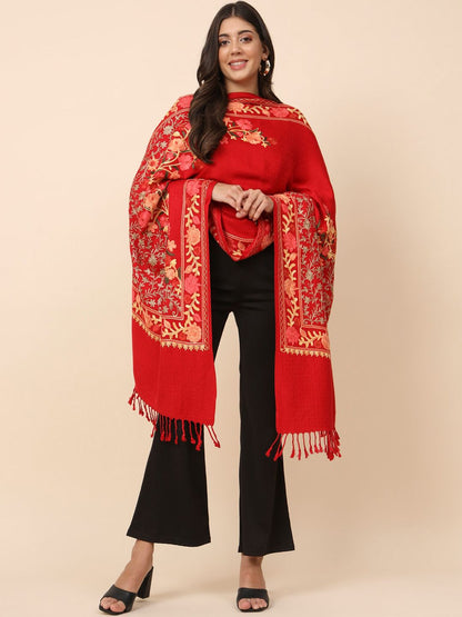 Dhiyona PA Ethnic Motifs Embroidered Shawl