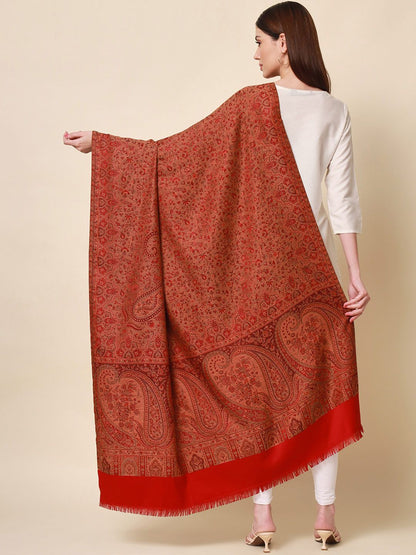 Dhiyona PA Women Red & Brown Woven-Design Jamawar Shawl