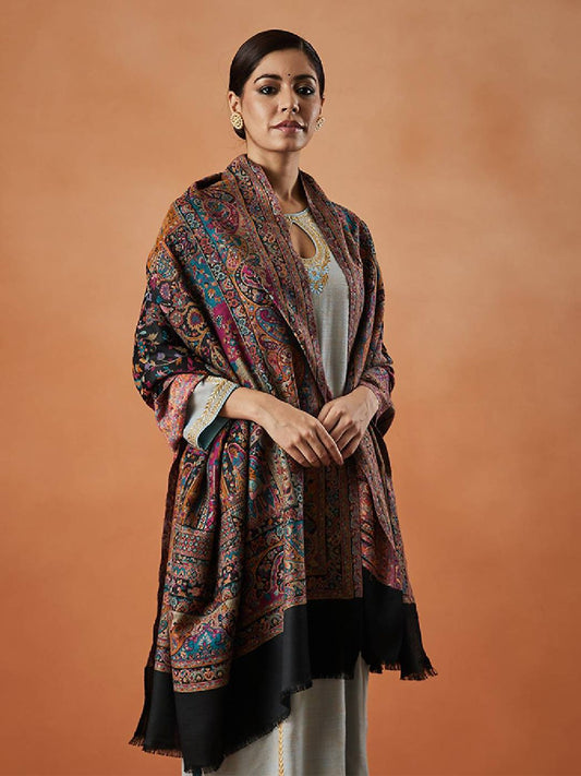 Dhiyona PA Floral Woven Design Fringed Shawl