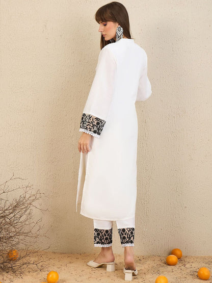 Dhiyona IE Mandarin Collar Straight Tunic With Trousers