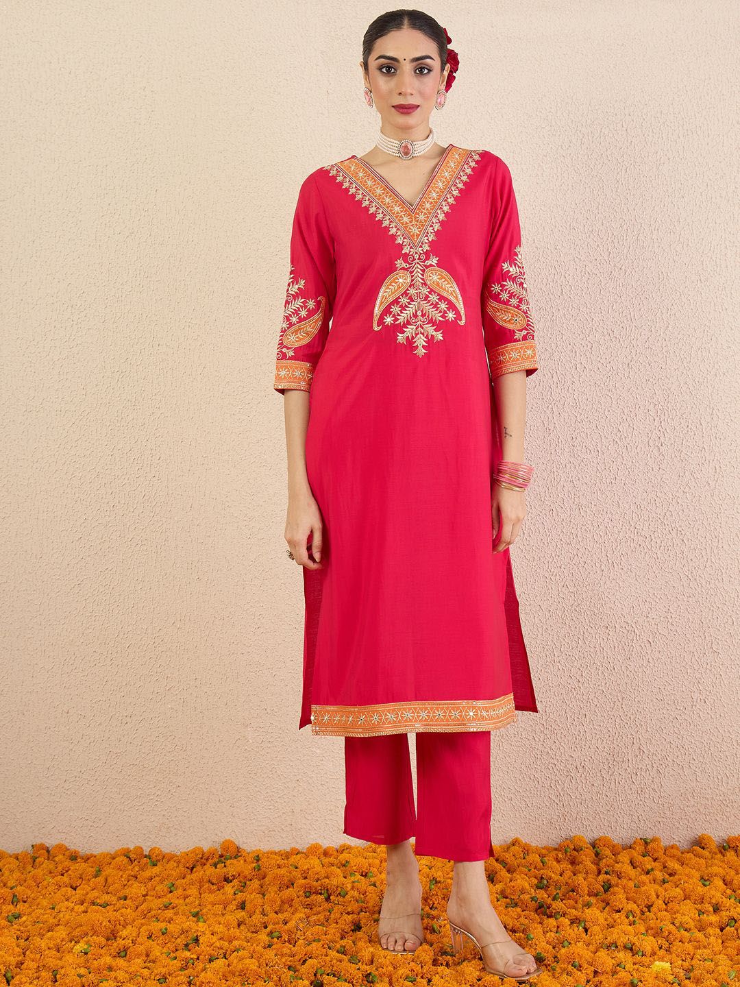 Women Ethnic Motifs Embroidered Kurta with Trousers & Dupatta