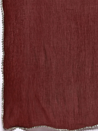 Dhiyona VA Women'sDyed Anarkali Kurta With Trousers & With Dupatta