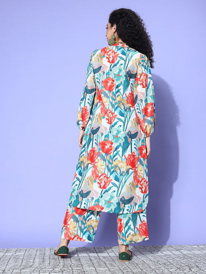 Dhiyona VA Women's Floral Printed Regular Kurta with Palazzos