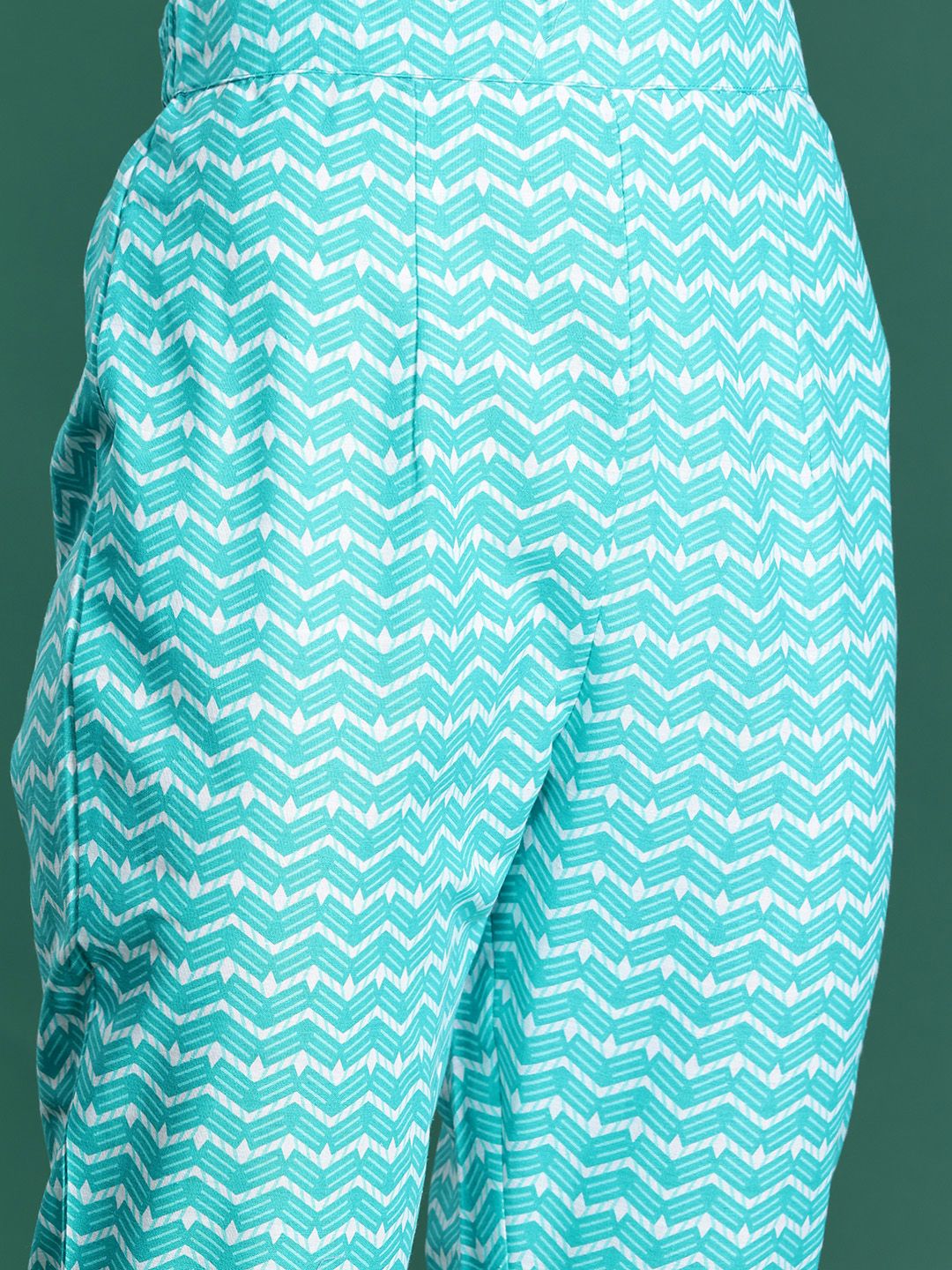 Geometric Printed Pure Cotton Kurta with Trousers & Dupatta