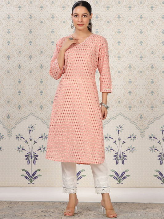 Dhiyona OD  Floral Printed Straight Pure Cotton Kurta