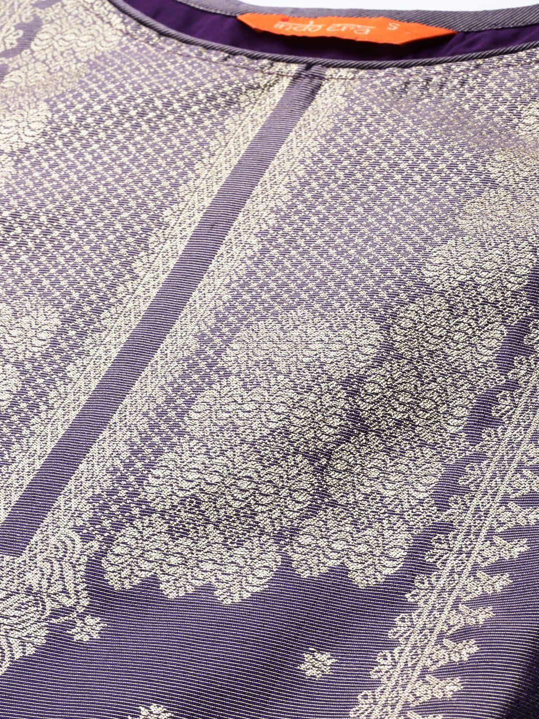 Dhiyona IE Women Ethnic Motifs Jacquard Zari Kurta with Trousers & With Dupatta