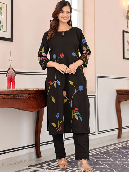 Dhiyona IE Printed Pure Cotton A-Line Tunic & Trousers Co-Ord Set