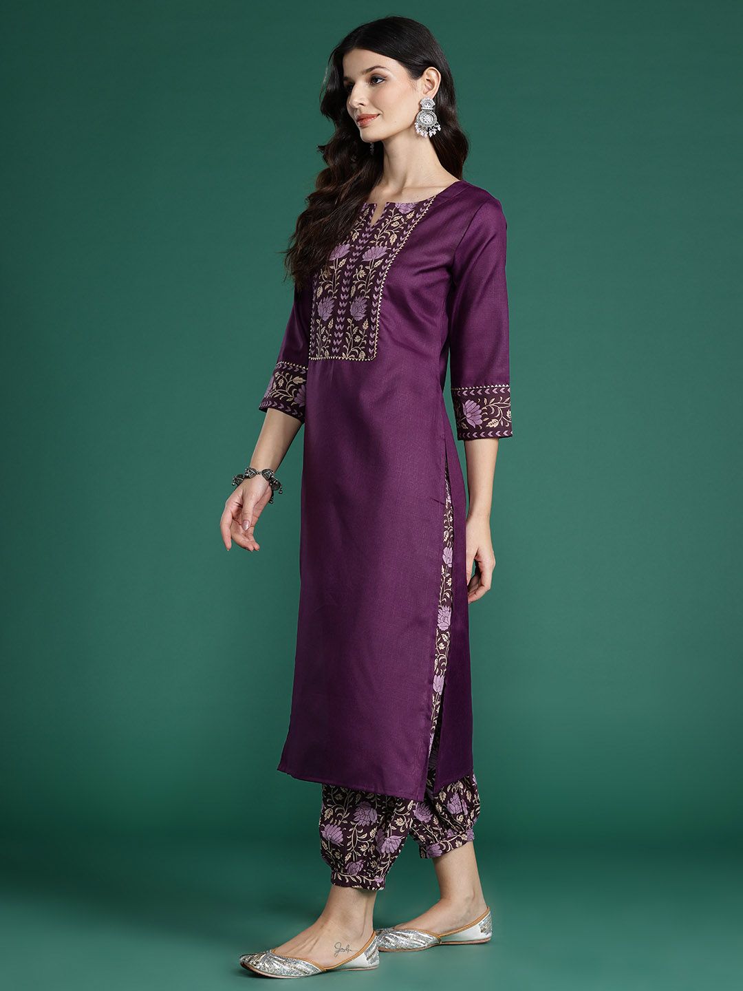 Dhiyona IE Floral Yoke Design Gotta Patti Pure Cotton Kurta With Salwar & Dupatta