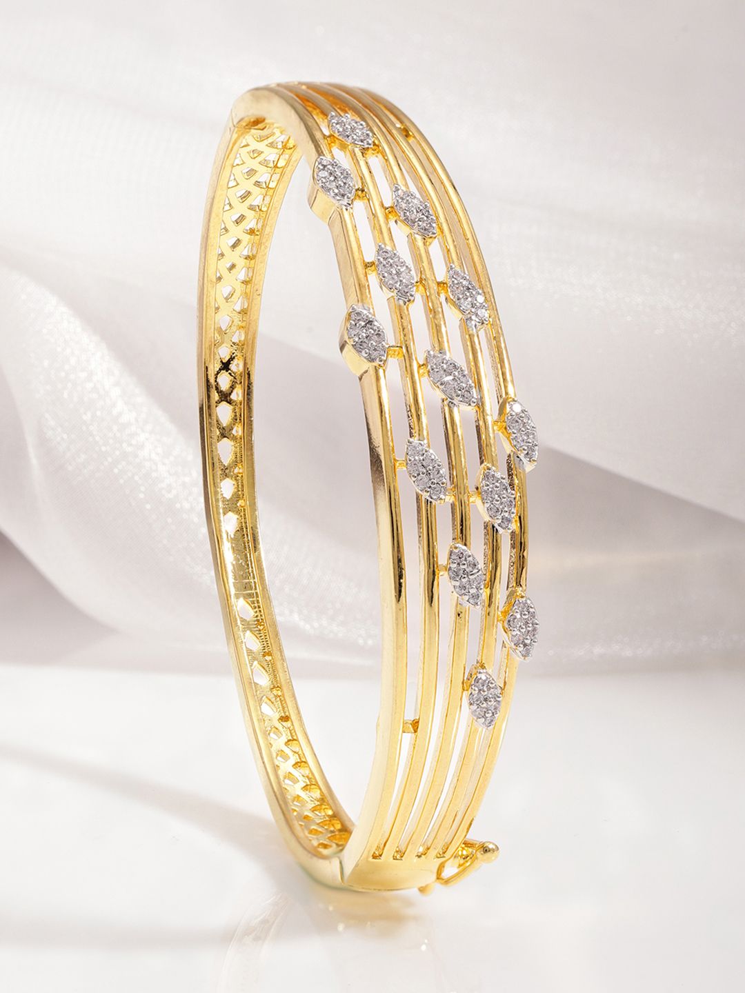 Dhiyona RJ Women's 22KT Gold-Plated Cubic Zirconia Studded Bangle-Style Bracelet