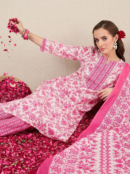 Dhiyona IE Women Floral Printed Kurta with Trousers & Dupatta