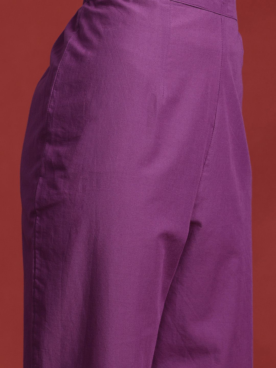 Floral Printed Mirror Work Pure Cotton Kurta With Trousers & Dupatta