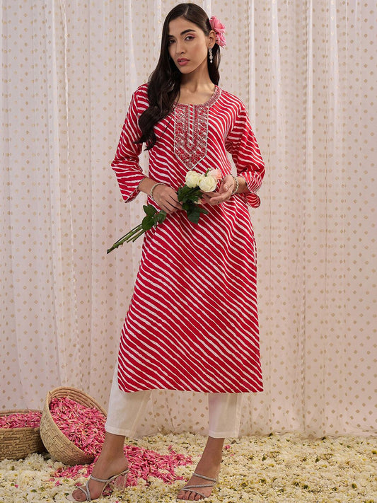 Dhiyona IE Leheriya Printed Straight Kurta