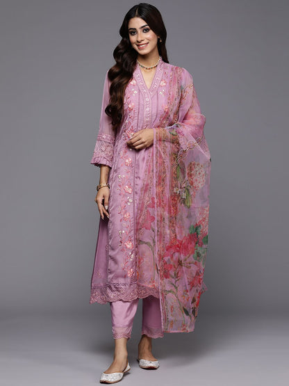 Women Floral Embroidered Regular Thread Work Kurta with Trousers & With Dupatta