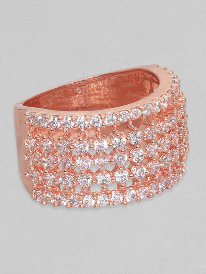 Dhiyona RJ Women's 18k Rose Gold-Plated & CZ-Studded Finger Ring