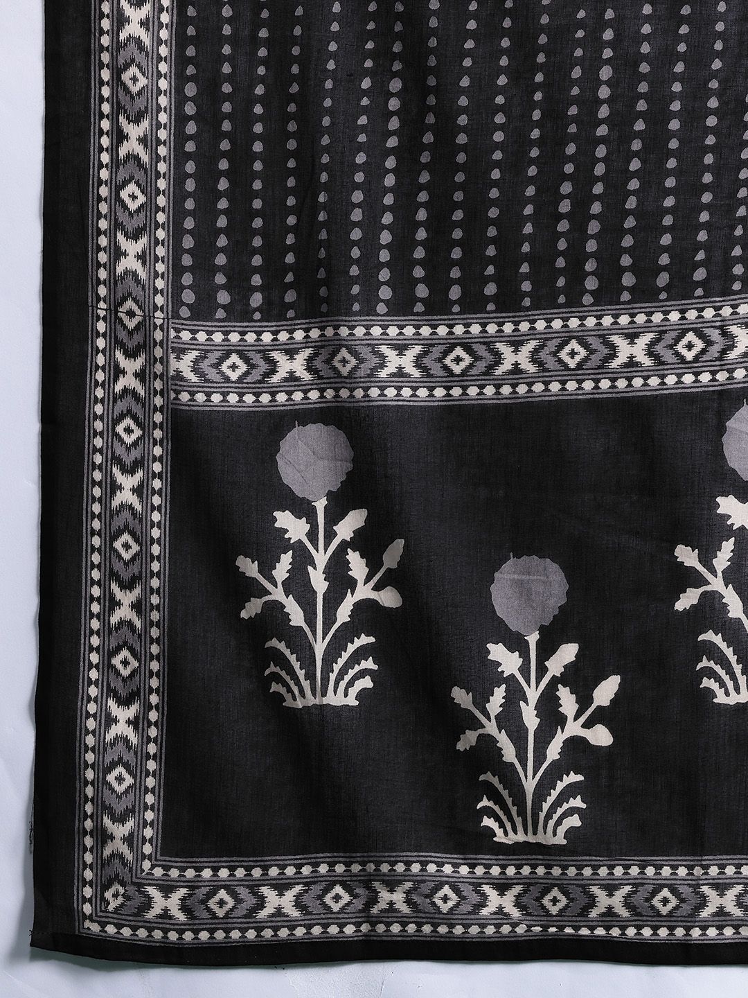 Plus Size Floral Printed Sequinned Pure Cotton Kurta with Trousers & With Dupatta