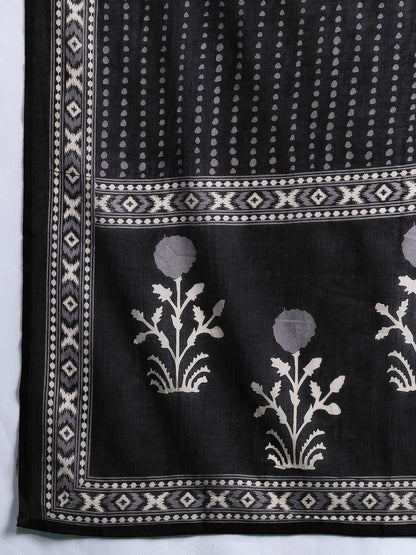 Plus Size Floral Printed Sequinned Pure Cotton Kurta with Trousers & With Dupatta