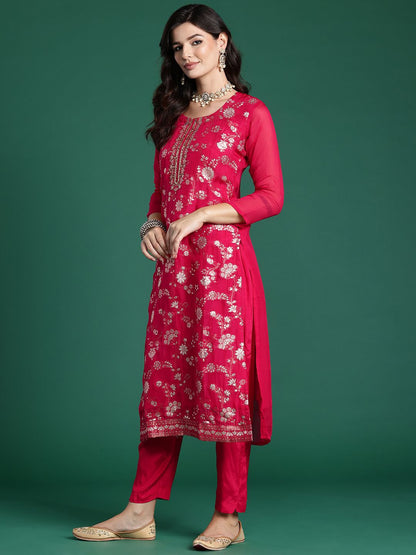 Dhiyona IE Women Floral Embroidered Kurta With Trousers & Dupatta