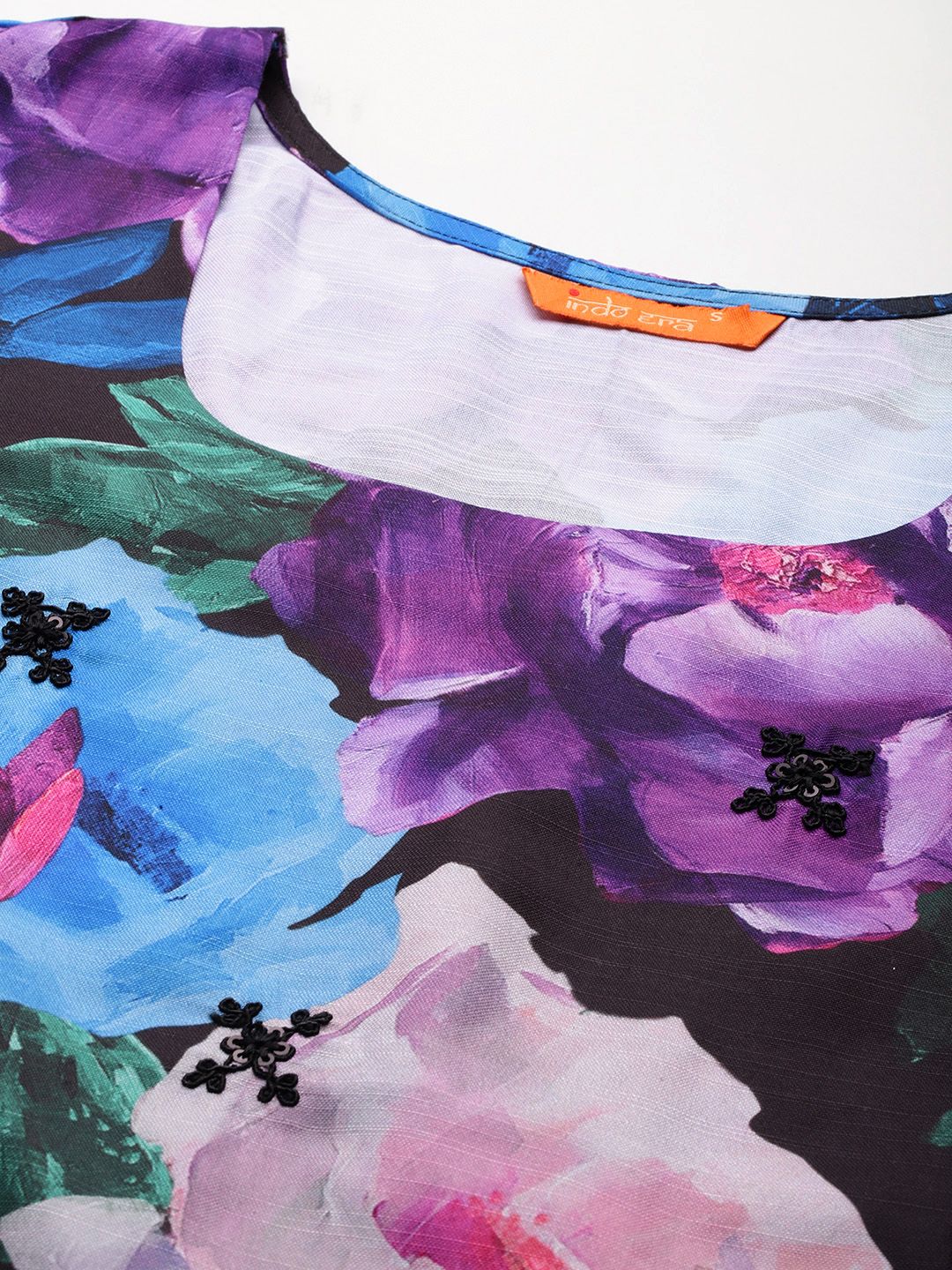 Floral Printed Sequinned Kurta With Trousers & Dupatta