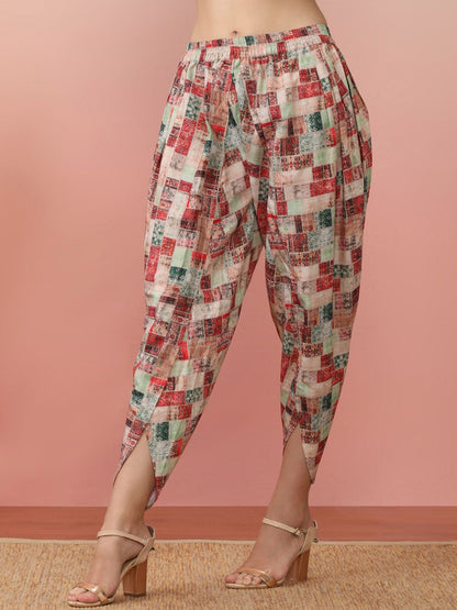 Dhiyona VA Women'sGeometric Printed Kurta With Dhoti Pant