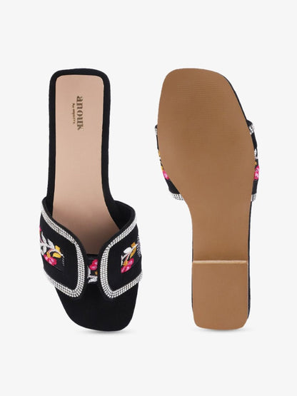 Dhiyona AK Embellished Open Toe Flats