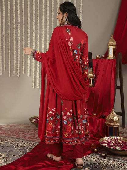 Dhiyona VA Women'sFloral Printed Empire Kurta with Trousers & With Dupatta