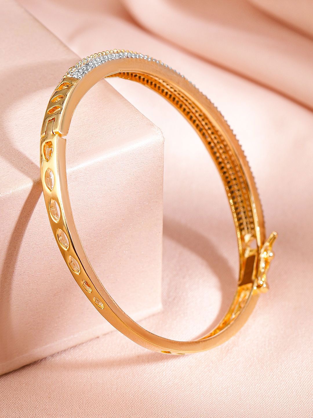 Dhiyona RJ Women's 22K Gold Plated Cubic Zirconia Bangles Style Bracelet