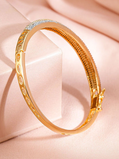 Dhiyona RJ Women's 22K Gold Plated Cubic Zirconia Bangles Style Bracelet