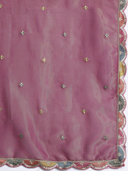 Ethnic Motifs Embroidered Sequinned Kurta with Palazzos & Dupatta
