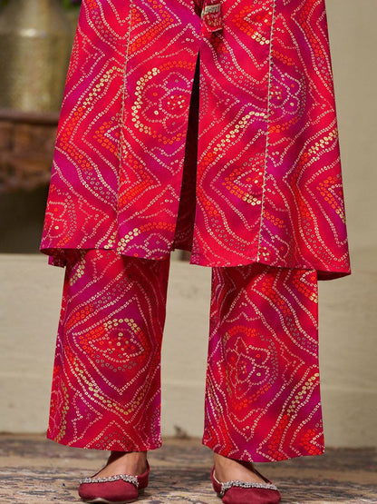 Dhiyona SN Women's Bandhani Printed Sequinned Kurta with Palazzo & Dupatta
