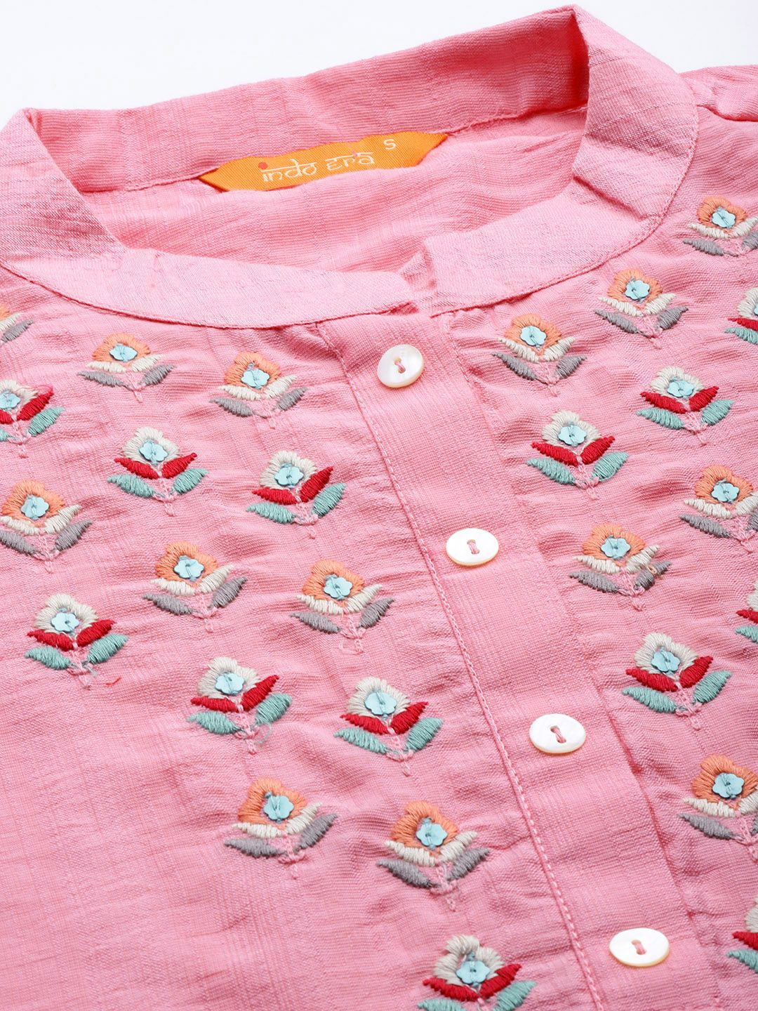 Women Pink Ethnic Motifs Embroidered Kurta with Trousers & With Dupatta