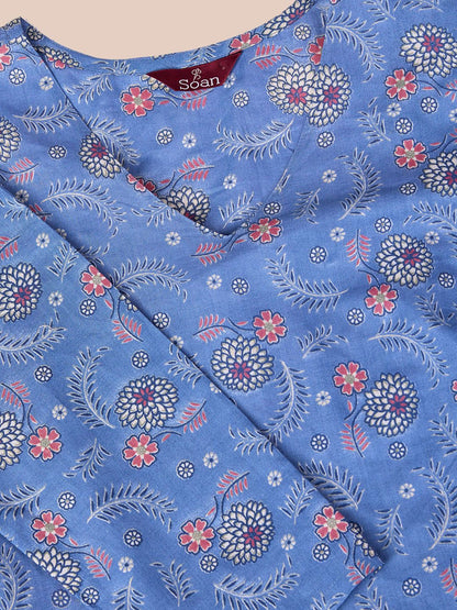 Dhiyona OD  Floral Printed Regular Pure Cotton Kurta with Trousers & Dupatta