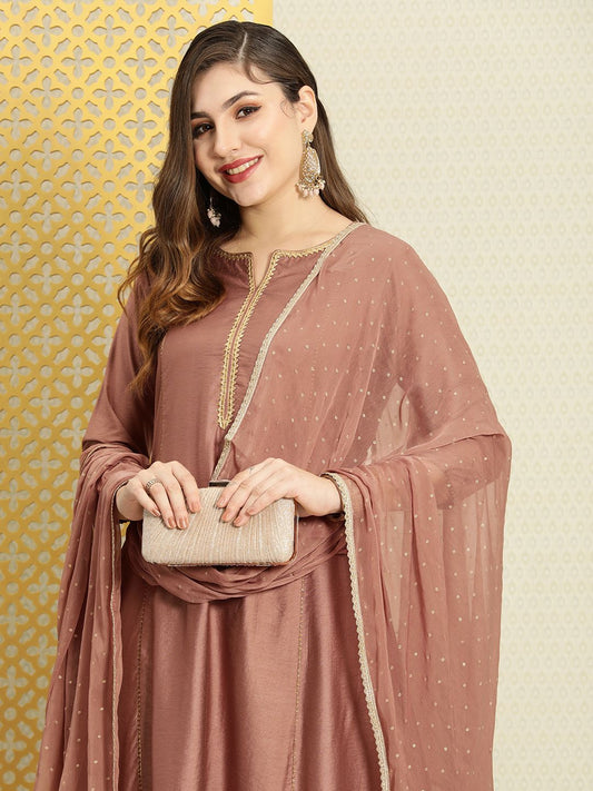 Dhiyona PD Women Women Jashn Taping Detail Kurta & Trousers With Dupatta
