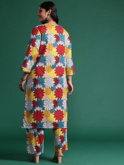 Dhiyona IE Floral Printed Kurta with Trousers & Dupatta