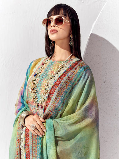 Dhiyona IE Women Ethnic Motifs Printed Regular Kurta Trousers With Dupatta