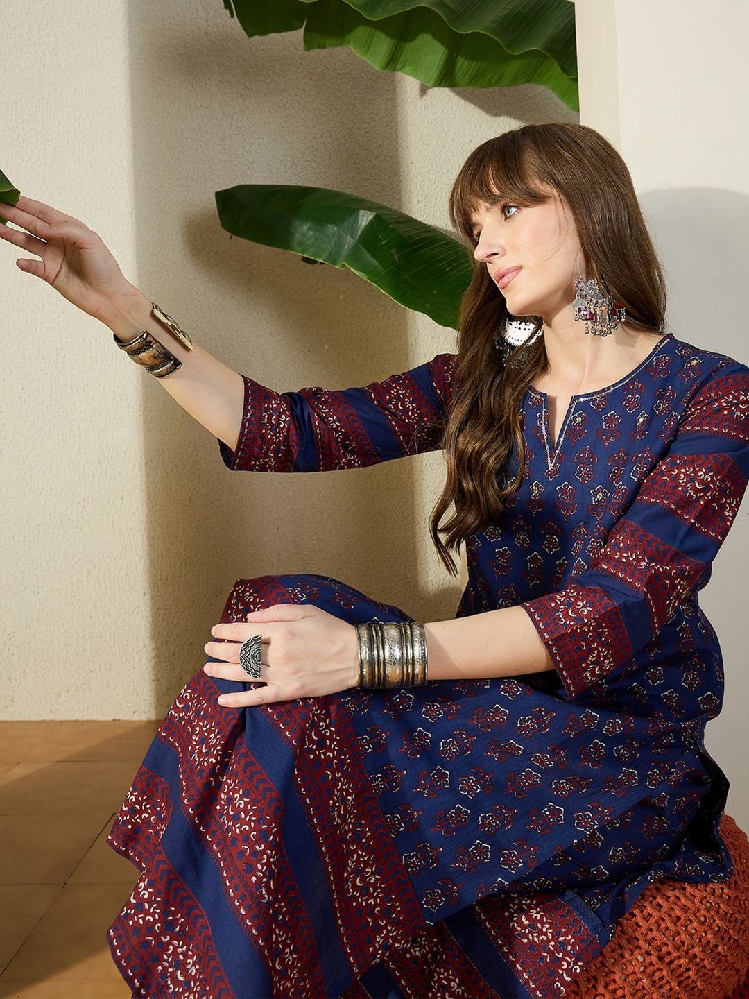 Women Ethnic Motifs Printed Regular Pure Cotton Kurta with Trousers