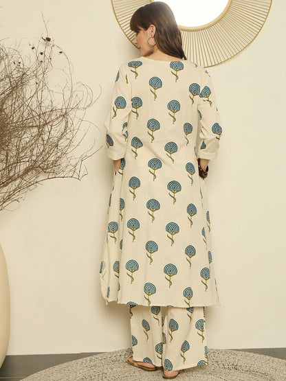 Dhiyona IE Women Printed V-Neck Top and Trousers Co-Ords