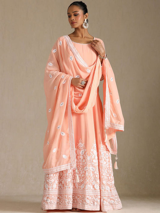 Dhiyona SO Women's Women Ethnic Motifs Embroidered Thread Work Anarkali Kurta with Churidar & Dupatta