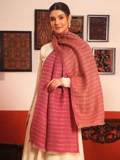 Dhiyona PA Striped Woven Design Mirage Fine Woollen Reversible Shawl