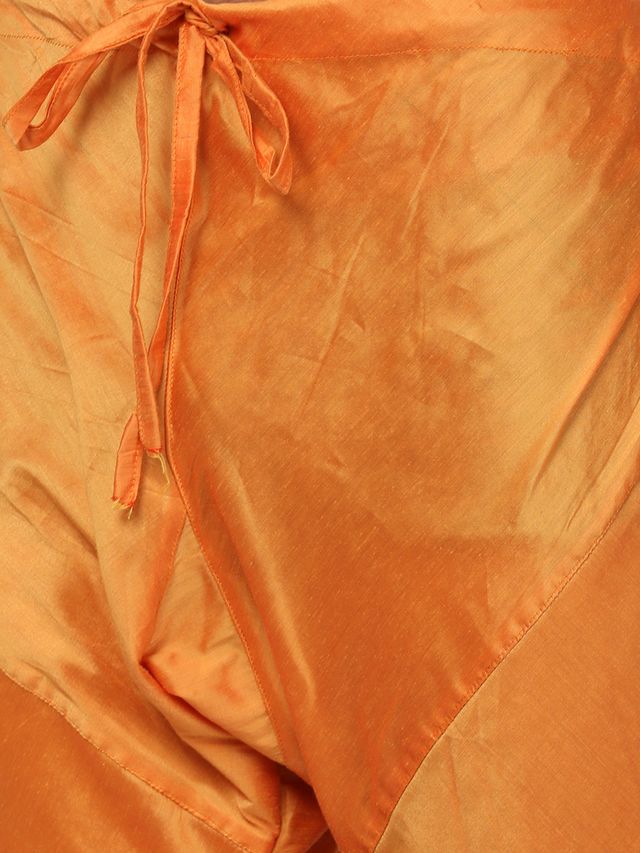 Men's Orange Cotton Blend Straight Kurta Pyjama Set