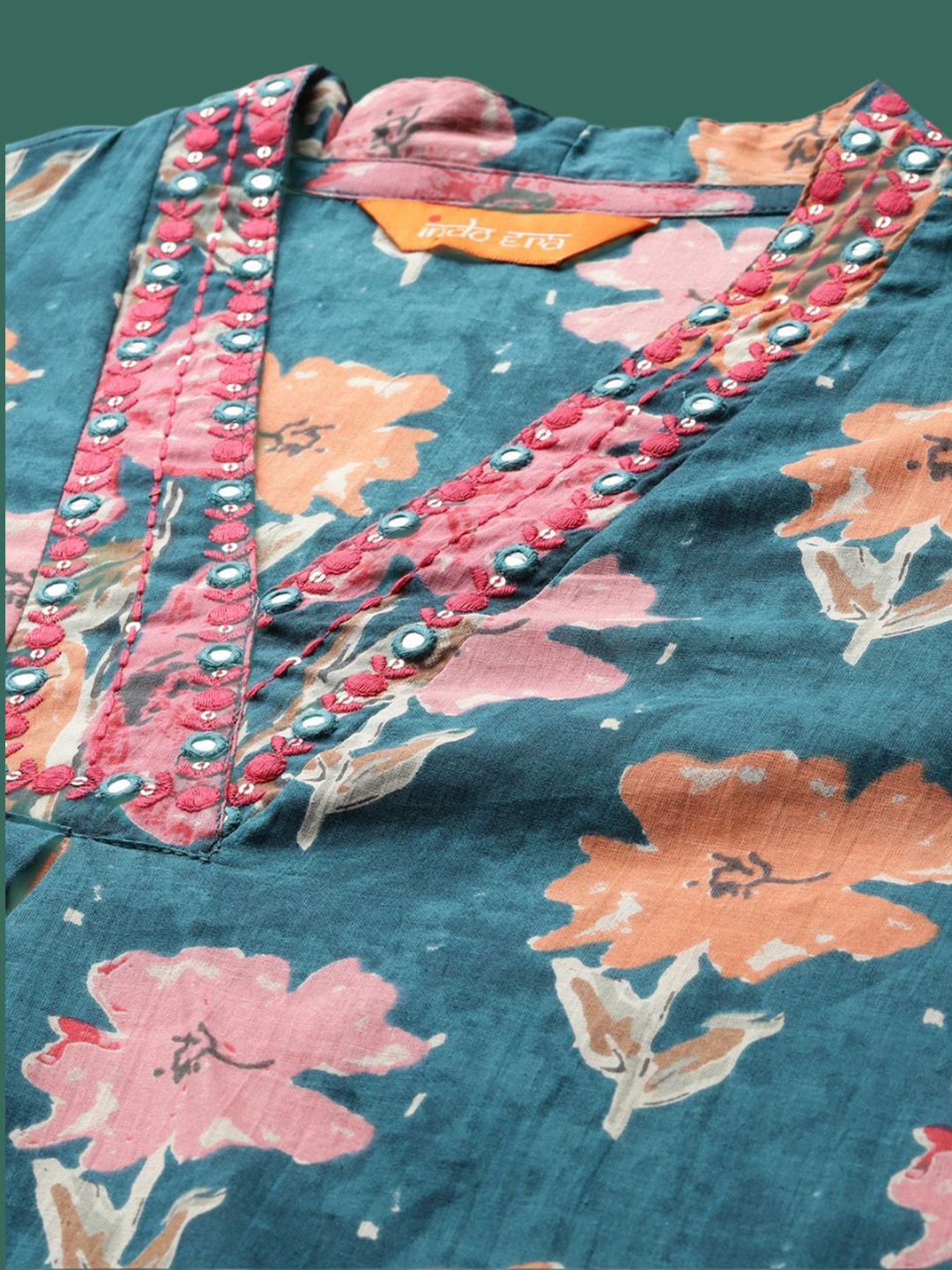 Dhiyona IE Printed Pure Cotton Tunic & Trouser Co-Ords