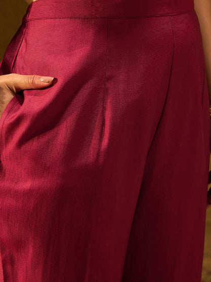 Dhiyona IE Ethnic Motifs Embroidered Thread Work Liva Straight Kurta With Trousers & Dupatta